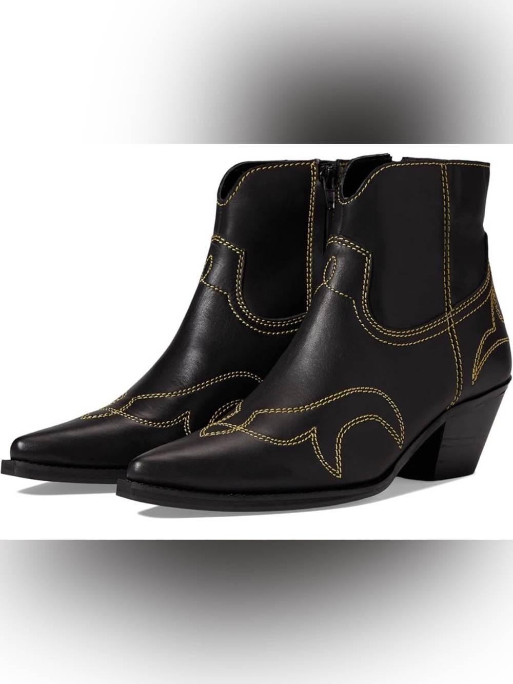 Nwob Coconuts by Matisse Black Ankle Boots with Yellow Contrast Stitching size 8